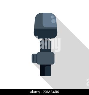 Flat design microphone icon casting a long shadow, perfect for projects related to audio recording, podcasts, and music production Stock Vector