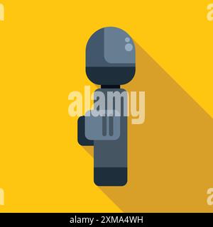 Modern microphone is lying on a yellow background, casting a long shadow Stock Vector