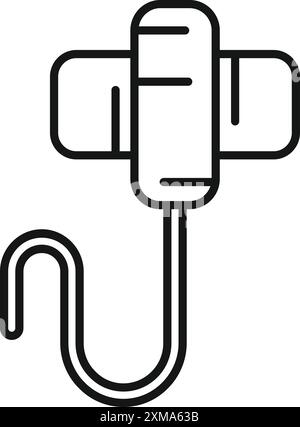 Digital tonometer measuring blood pressure icon, outline style illustration Stock Vector