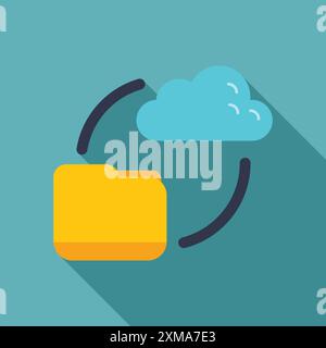Cloud and a folder are connected by arrows, symbolizing data exchange Stock Vector