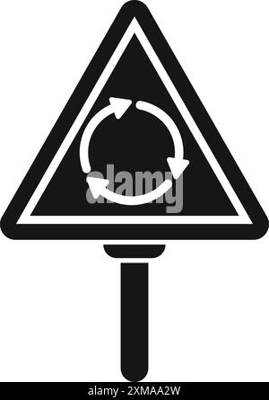 Simple, scalable and editable black and white icon of a roundabout traffic flow Stock Vector