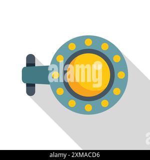 Bathyscaphe with big illuminator exploring the ocean depths icon in flat style on a white background Stock Vector