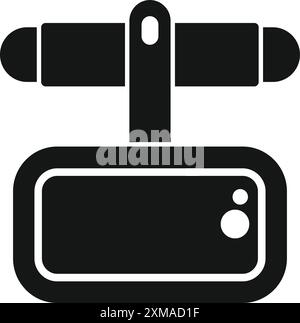 Black simple icon of a dashcam recording traffic while driving Stock Vector