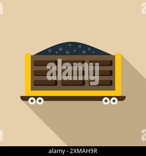 Mining cart carrying a full load of coal Stock Vector