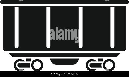 Black silhouette of an empty minecart on wheels for transporting coal from the mine Stock Vector