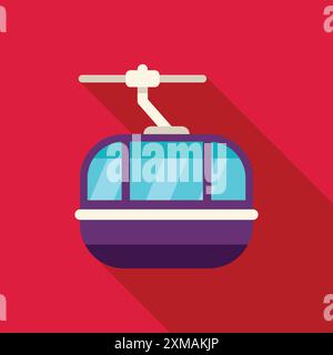Illustration of a cable car gondola hanging from cableway wire rope ...