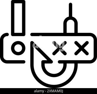 Phishing for password alert. Pixel perfect, editable stroke icon Stock Vector