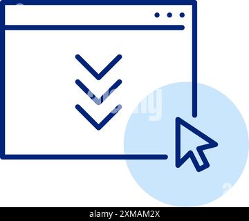 Online file share. Website data transfer. Web content distribution, file download. Pixel perfect, editable stroke icon Stock Vector
