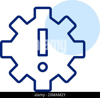 Cogwheel and exclamation mark. Alert system configuration. Pixel perfect, editable stroke icon Stock Vector