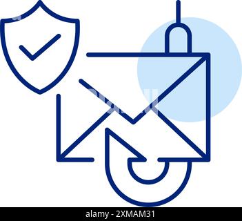 E-mail phishing attack protection. Pixel perfect, editable stroke icon Stock Vector