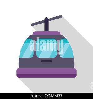Funicular railway car moving up the mountain, cable car riding on a ropeway, public transportation in the mountains Stock Vector