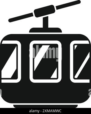 Black silhouette of a funicular cabin moving up, perfect icon for tourism and travel industries Stock Vector