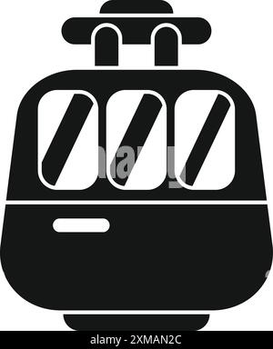 Black silhouette of a funicular railway car moving up the mountain Stock Vector