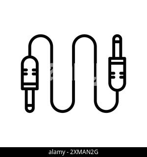 AUX cable icon linear logo mark set collection in black and white for web Stock Vector