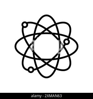 Atom scientific icon linear logo mark set collection in black and white for web Stock Vector