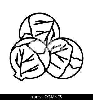 Brussels sprouts Cabbage icon linear logo mark set collection in black and white for web Stock Vector