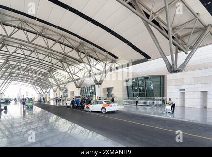 Entrance to departure hall of Muscat International Airport, Oman Stock Photo