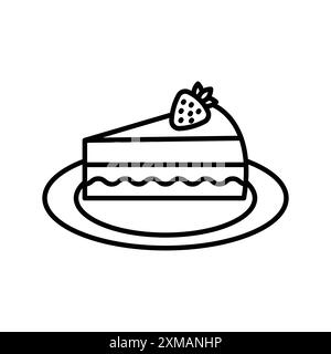 Cheesecake icon linear logo mark set collection in black and white for web Stock Vector