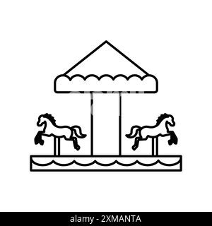 Carousel icon linear logo mark set collection in black and white for web Stock Vector