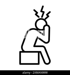 Depression icon linear logo mark set collection in black and white for web Stock Vector