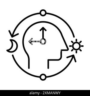 Circadian rhythms icon linear logo mark set collection in black and white for web Stock Vector