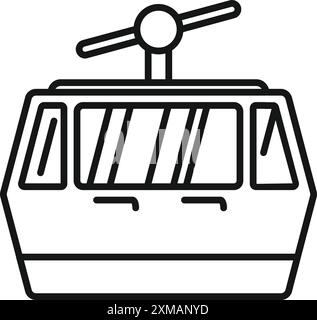 Simple line drawing of a cable car moving upwards in the mountains Stock Vector