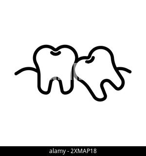 Crooked teeth icon linear logo mark set collection in black and white for web Stock Vector
