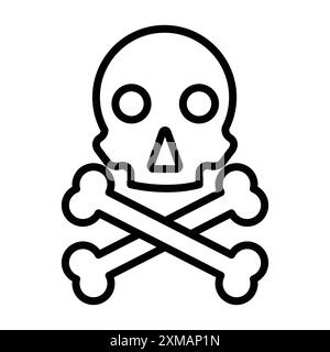 Crossbones skull icon linear logo mark set collection in black and white for web Stock Vector