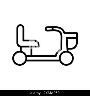 Electric wheelchair scooter icon linear logo mark set collection in black and white for web Stock Vector