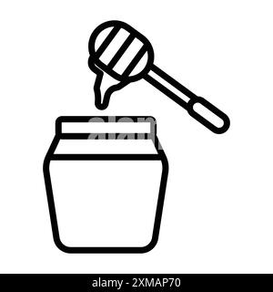 Honey jar with dipper icon linear logo mark set collection in black and white for web Stock Vector