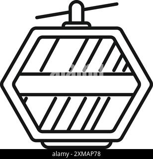 Cable car is transporting tourists to the top of a mountain Stock Vector