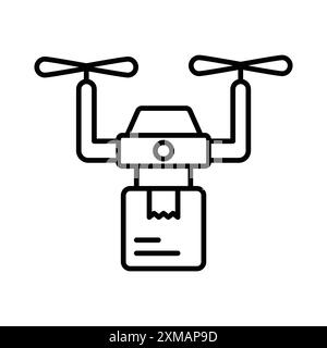 Drone Technology icon linear logo mark set collection in black and ...