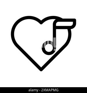 Heard heart note icon linear logo mark set collection in black and white for web Stock Vector