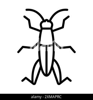 Grasshopper icon linear logo mark set collection in black and white for web Stock Vector