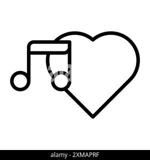 Heard heart note icon linear logo mark set collection in black and white for web Stock Vector