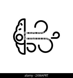 gust icon linear logo mark set collection in black and white for web Stock Vector