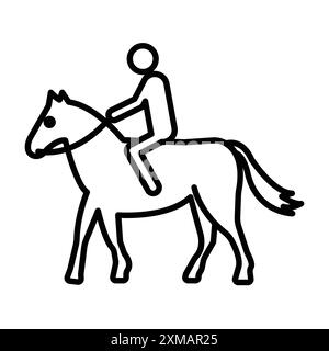 horse Ride icon linear logo mark set collection in black and white for web Stock Vector