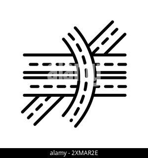 Multi level junction icon linear logo mark set collection in black and white for web Stock Vector