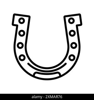 lucky horseshoe icon linear logo mark set collection in black and white for web Stock Vector