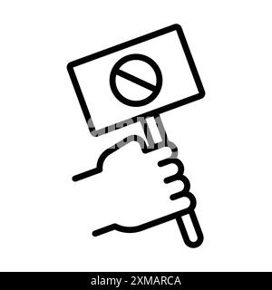 Protest banner in hand icon linear logo mark set collection in black and white for web Stock Vector