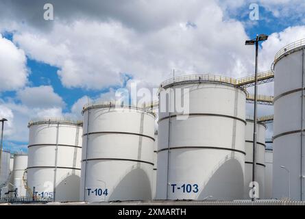 HES Botlek Tank Terminal, tank logistics for various petroleum products, such as petrol, paraffin, diesel, biodiesel, Rotterdam, Netherlands Stock Photo