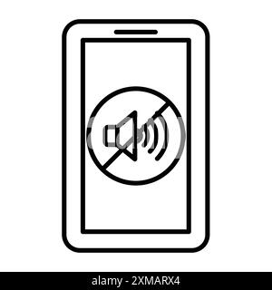 silent phone icon linear logo mark set collection in black and white for web Stock Vector