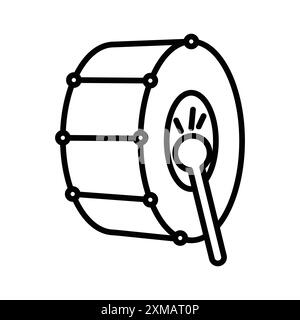 Snare Drum icon linear logo mark set collection in black and white for web Stock Vector