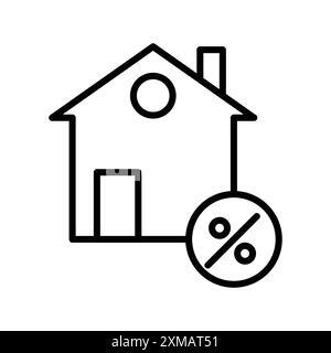 Rate for mortgage icon linear logo mark set collection in black and white for web Stock Vector