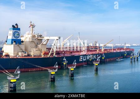 Tankers, Belgian crude oil tanker HoJo, in the seaport of Rotterdam, in the petroleum harbour, Europoort, Rotterdam, Netherlands Stock Photo