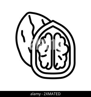Walnut icon linear logo mark set collection in black and white for web Stock Vector