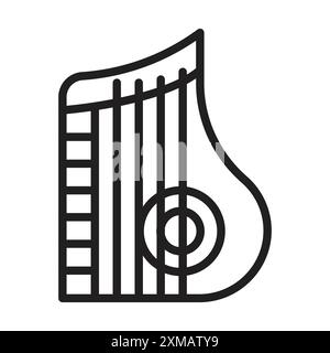 zither icon linear logo mark set collection in black and white for web Stock Vector