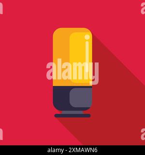 Yellow and blue smart speaker with long shadow on red background is waiting for voice command Stock Vector
