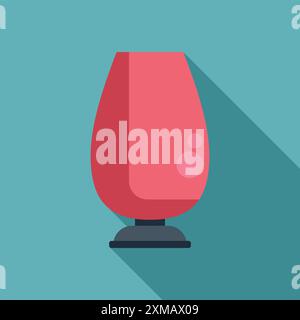 Red wine glass standing on a table with a long shadow, simple flat design illustration Stock Vector