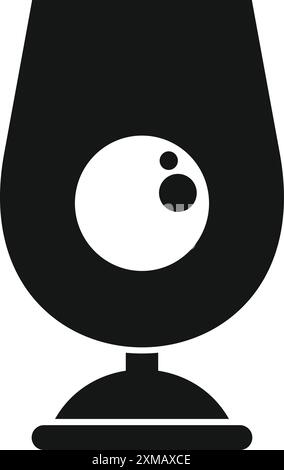 Black silhouette icon of a webcam recording video isolated on a white background Stock Vector